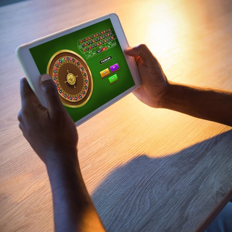 Mobile interface showing stake and spin controls